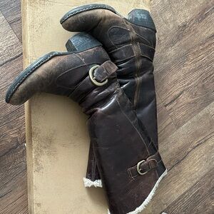 Born Dark Brown Shearling-Lined Boots